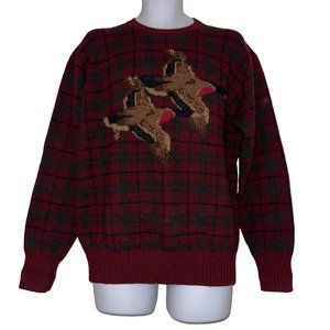 Rare Vintage Ralph Lauren Mallard Duck Sweater Mens L Wool Plaid Christmas